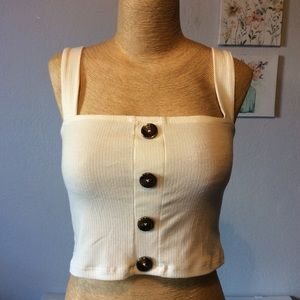 Heart&Hips Crop Tank Top w/buttons detail in Front